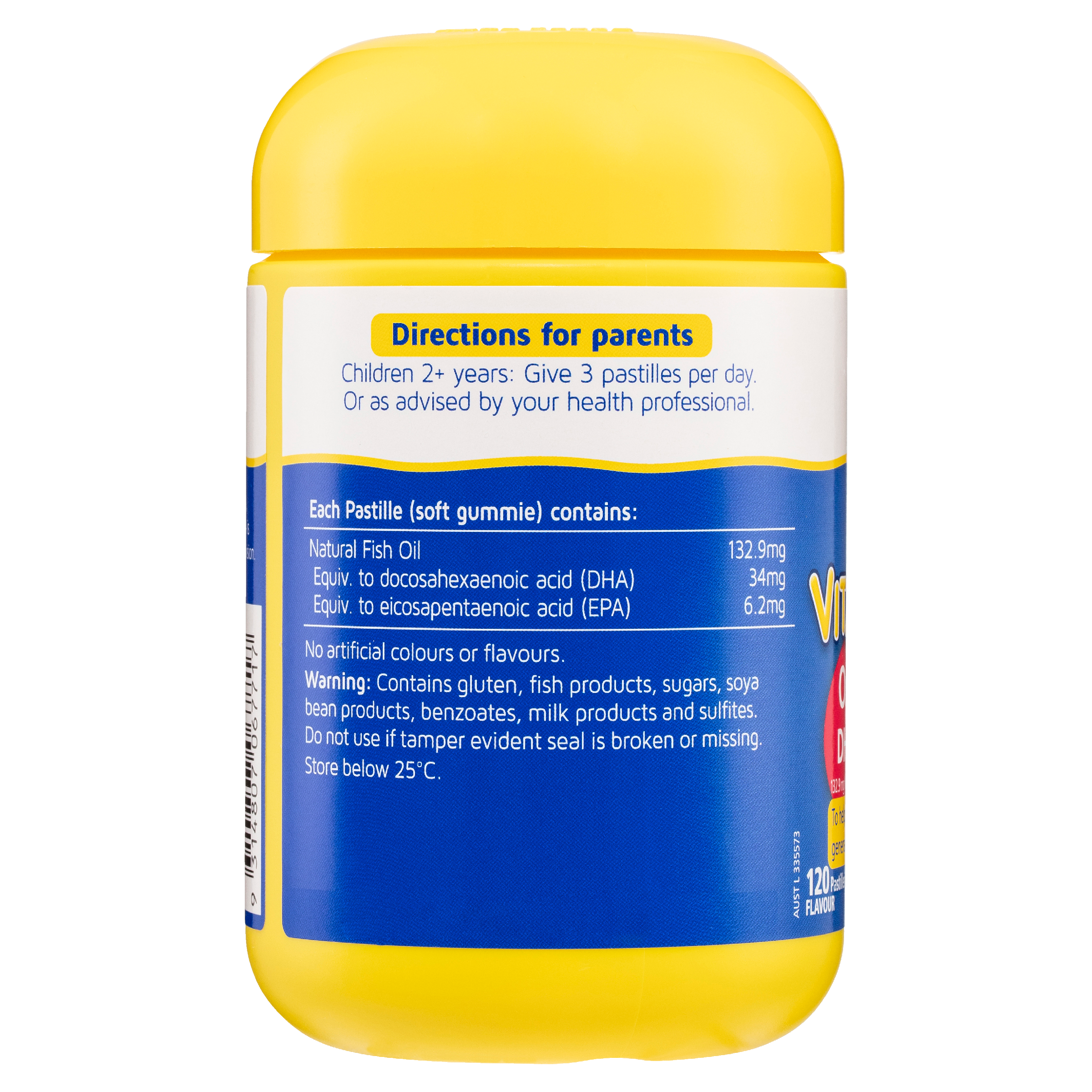 Nature's Way Kids Smart Vita Gummies Omega-3 DHA Fish Oil 60 Pack - back label