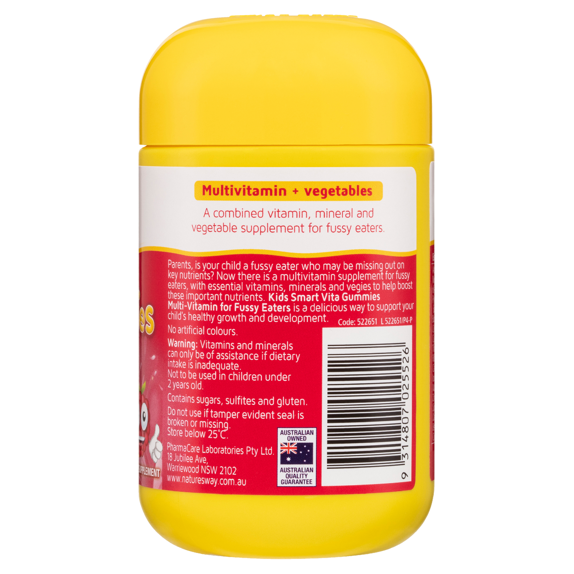 Nature's Way Kids Smart Multi-Vitamin for Fussy Eaters 60's - back ingredients