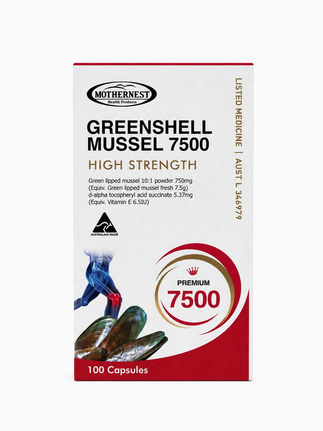 Mothernest Greenshell Mussel 7500 High Strength 100 Capsules front of pack