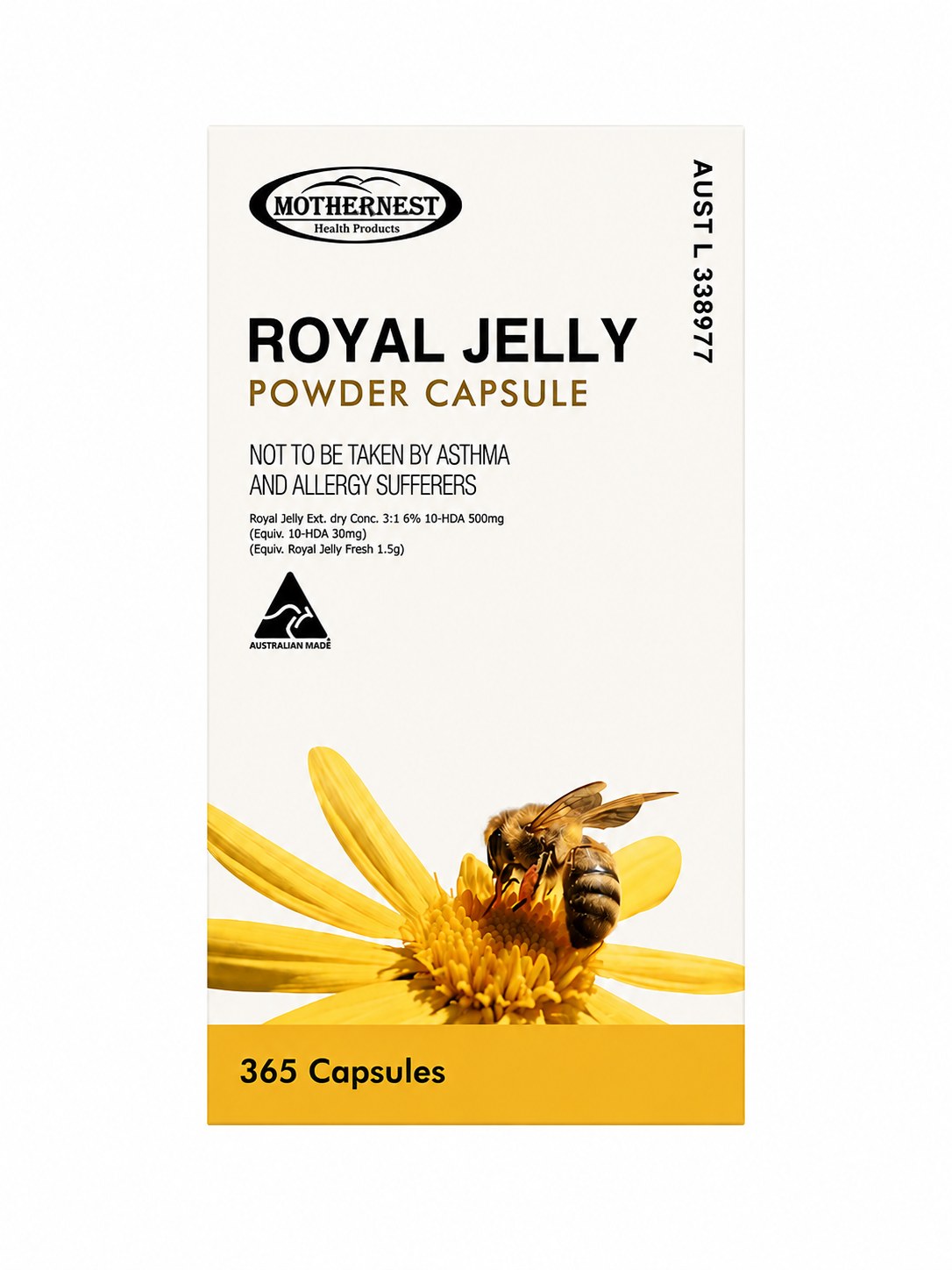 Mothernest Royal Jelly Powder Capsule 365 Capsules front of pack