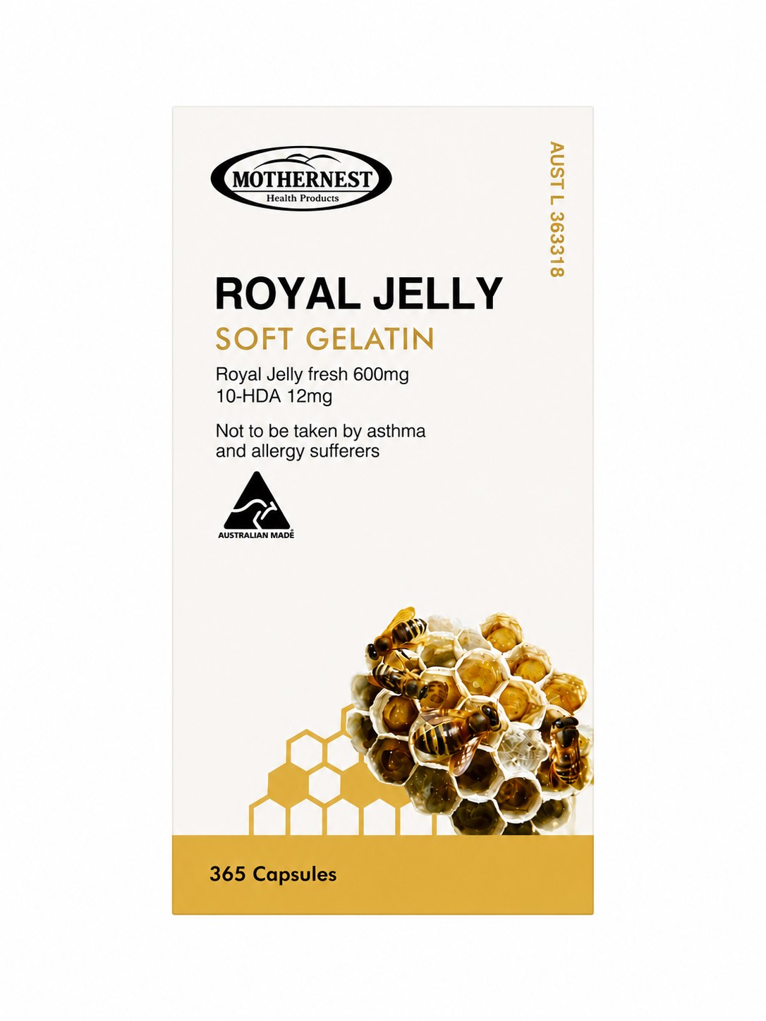 Mothernest Royal Jelly Soft Gelatin 365 Capsules front of pack